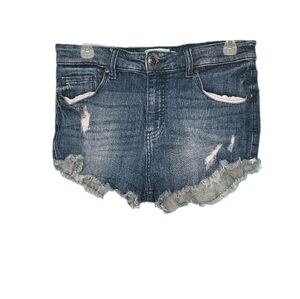 Oasis by Eunina High Rise Cut Off Blue Jean Distressed Shorts Size Small